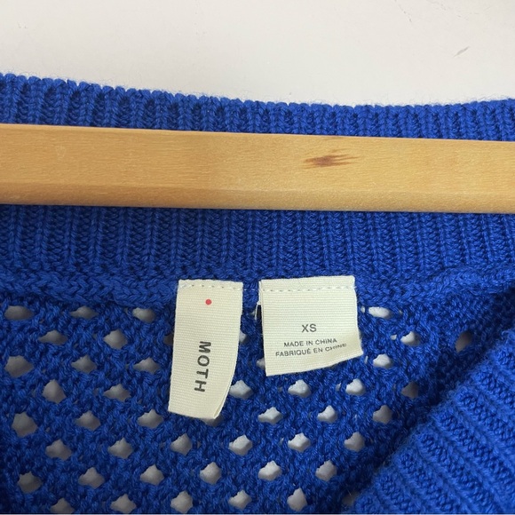 Anthropologie Moth Blue Reese Knit Patchwork Style Wide Long Sleeve Sweater XS - Picture 3 of 4